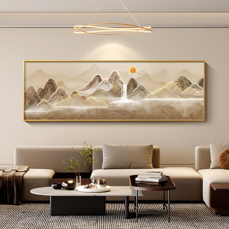 

Китайский стиль Фэншуй Горы и текущая вода Пейзаж Холст Живопись Девять карпов Постеры и Принты Декор стены гостиной 30X90CM NO FRAME