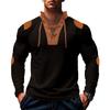 Herbst Neue Herren Patchwork Farbe Strap V-Ausschnitt Top Casual Langarm Base T Shirts Männer Sport T Shirt