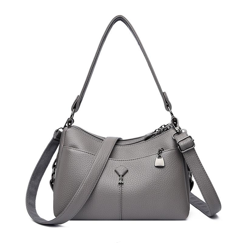 

Multi-layer Shoulder Bag Middle-aged Mother Bag PU Messenger Bag сірий
