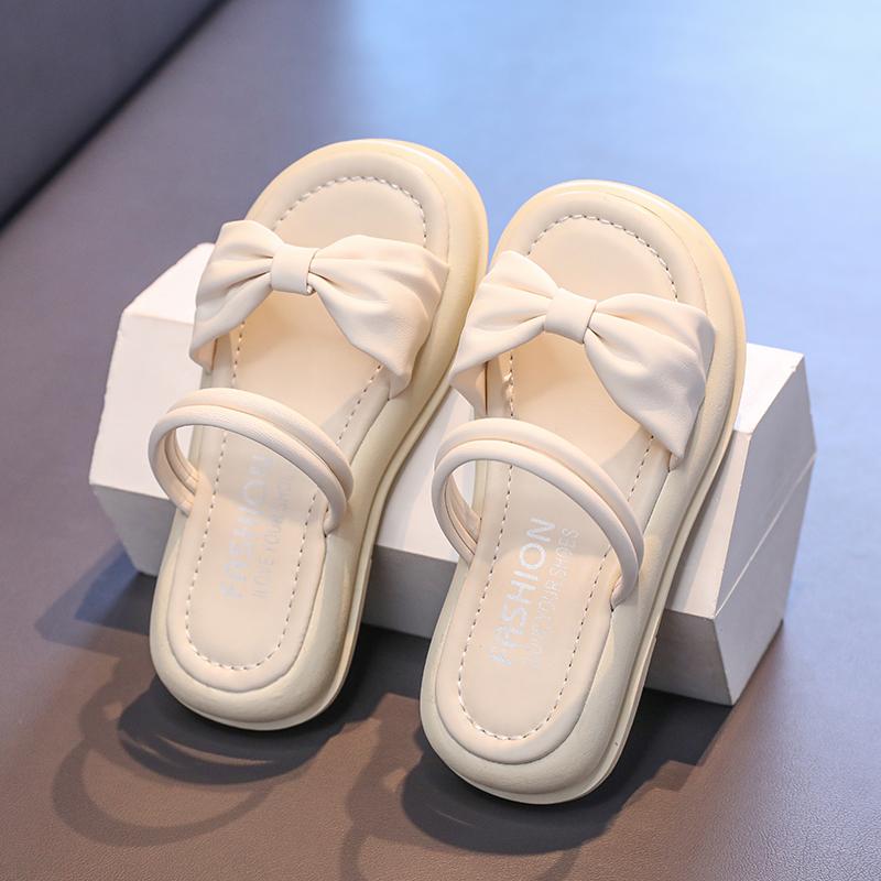 New Summer Children's Slippers Girls Princess Non-slip Soft Sole Flat Slippers Little Girl Shoes Bow Tie Slippers Outdoor I07042