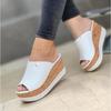 Large size women's wedge heel sandals new summer fish mouth thick bottom wedge heel retro cool slippers women