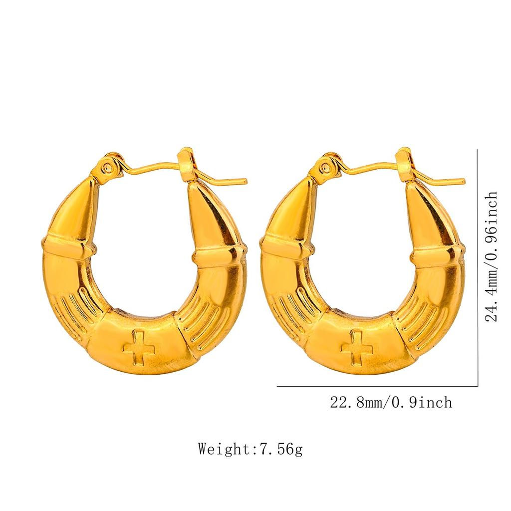 Trending Stainless Steel Chunky Round Earrings For Women 2024 New Gold Color Geometric Ear Hoops Fashion Earrings Jewelry Gift