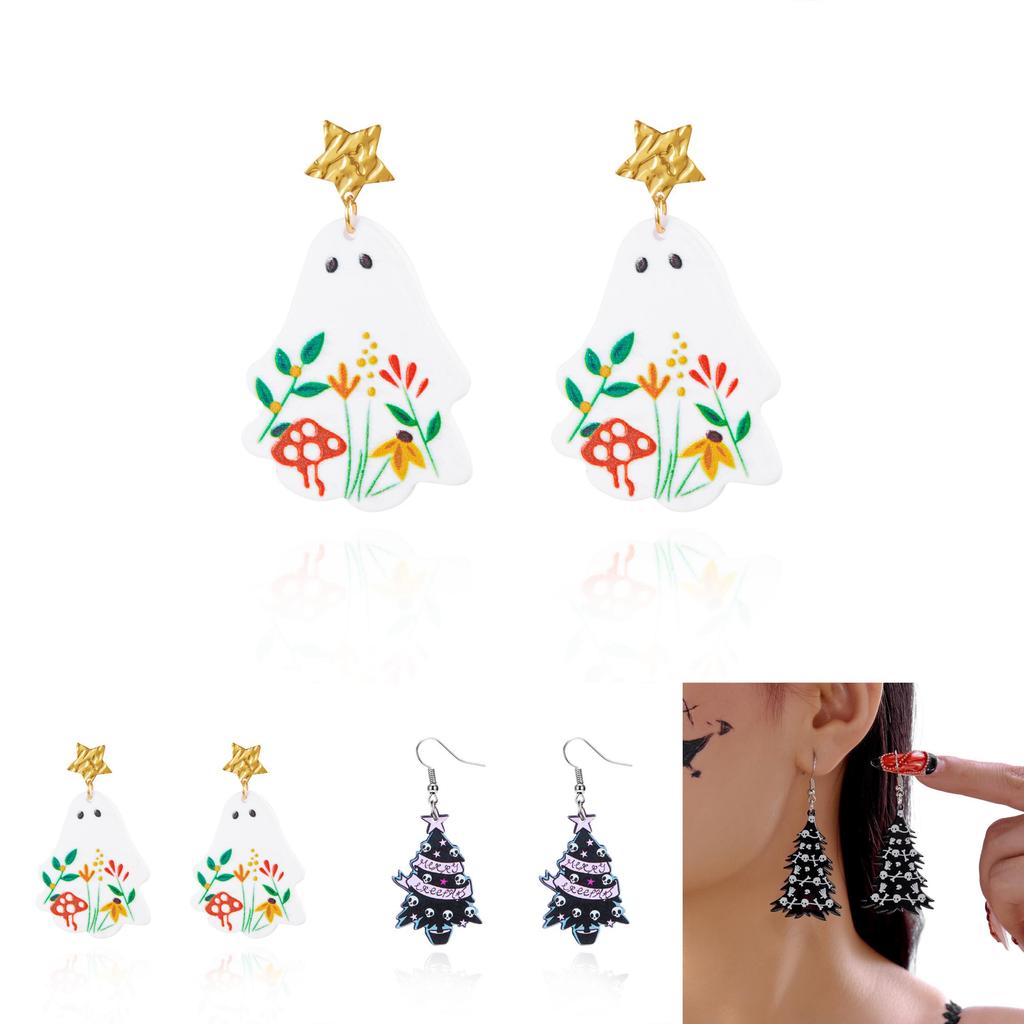 Aclylic Ghost Pendant Earrings With Cartoon Design For Fashion Women