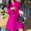 Women's Large Rose Red Suit Jacket, Medium-Long Casual Blazer for Spring and Autumn [0120]