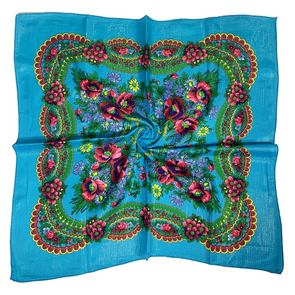 Women Square National Scarf 70*70Cm Russian Retro Floral Print Head Scarves Bandana Foulard Femme Muslim Headwrap Babushka Scarf