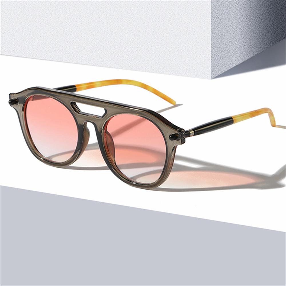 

Punk Pilot Round Sunglasses Luxury Hip-Hop Sun Glasses Retro UV Protection Eyewear for Women & Men Black-Tea