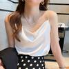 Womens Satin Vneck Tank Top With Solid Color And Soft Ribbed Fabric For Spring Summer Casual Wear