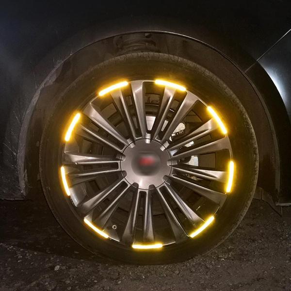 20pcs Car Wheel Hub Reflective Sticker Tire Rim Reflective Strips Luminous Car Styling Decal Bike Motorcycle Wheel Sticker
