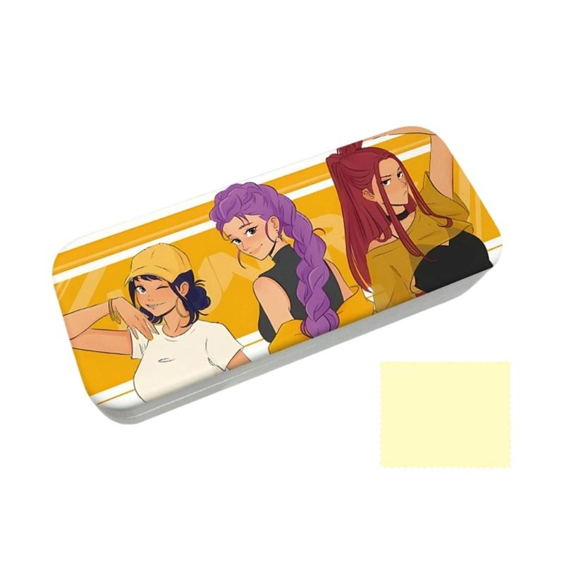 Anime PU Leather Glasses Case Witch Hunters Design Soft Lining for Scratch Prevent Eyewear Holder for Daily Travel Use