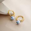 Zinc Zinc Alloy Ceramic Ear Buckle New Chinese Style Hoop Earrings Blue and White Porcelain Earrings  Women
