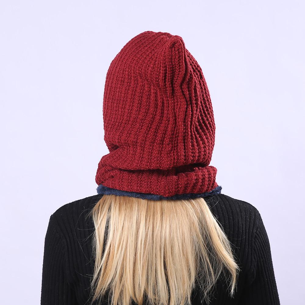 Women's Pullover Stripe One Piece Plush Thickened Riding Ear Protector Knitted Warm Hat