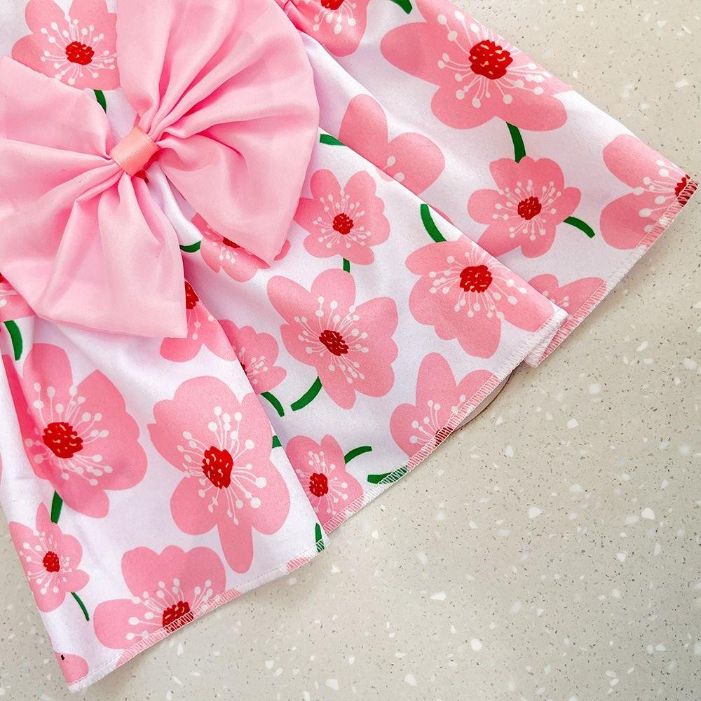 Cute Cat Dog Dress Floral Printed Pet Skirt Cat Costume Puppy Princess Skirt Poodle