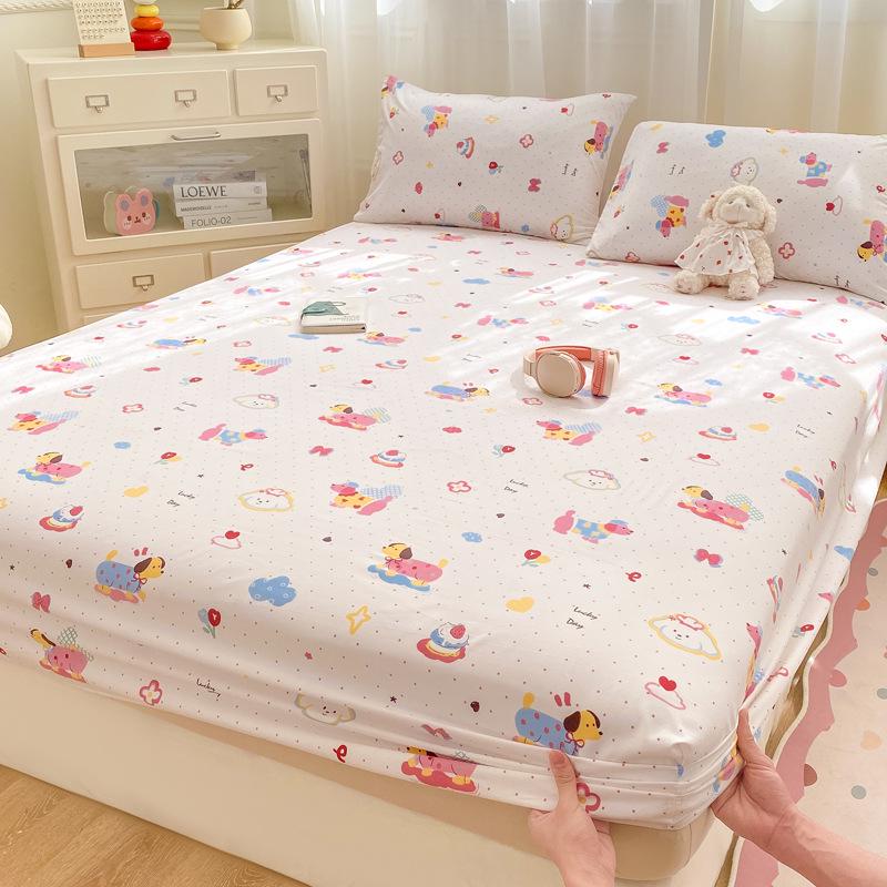 Class A Pure Cotton Mother and Baby Fitted Sheet In Fresh Style - Washed Cotton Mattress Protector Three-Piece Set