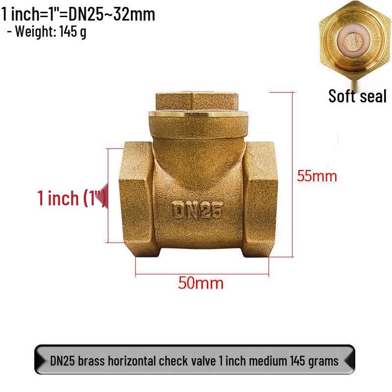 All-Copper Horizontal Check Valve for Water Pumps: 1/2", 3/4", 1" Sizes (DN15, 20, 25)
