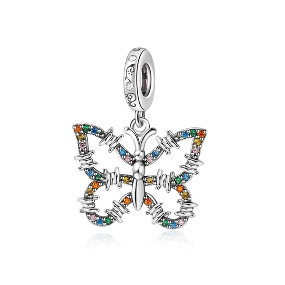 925 Silver Unicorn Pendant Noctilucent Charm Bead DIY Princess Bracelet Colorful Jewelry Gift for Women