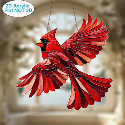 20cm,Spring Cardinal Bird Home Ornament 2D Acrylic Daylight Absorber, Garden and Home Decor Holiday Decor Female Inspiration  Gifts Room Decor