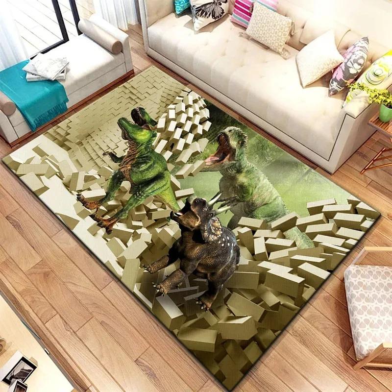 Jurassic Dinosaurs Tyrannosaurus Rex Velociraptor Pterosaur Living Environment Prehistoric Creatures Doormat for Living Room