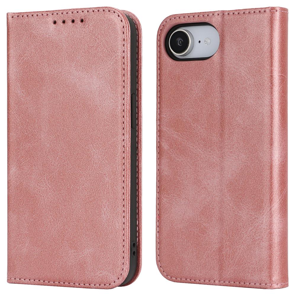 For iPhone 16e Case PU Leather Calf Textured Magnetic Closing Smart Phone Cover