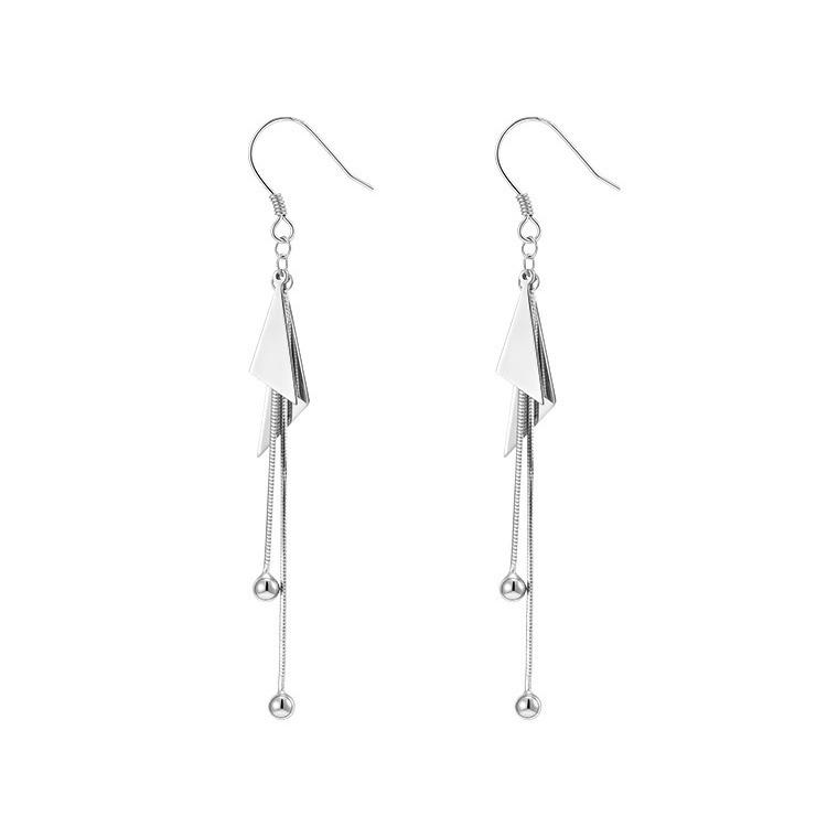 Triangle Tassel Silver Earrings: 2022 Lightweight Luxury Summer Studs for Women