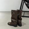 Woman Boots Knee High Platform Chunky Heels Trend Punk Gothic Rock Leather Fashion Women's Shoes Motorcycle Footwear