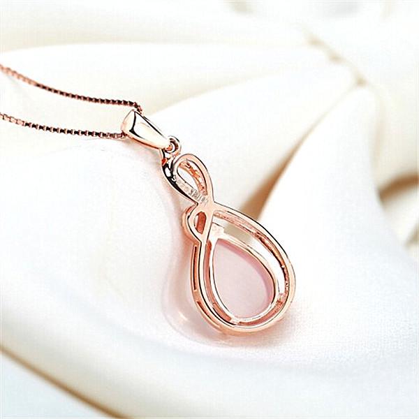 Yihua Korean Style Rose Quartz & Rhodochrosite Women's Clavicle Necklace - Gentle Tones Fashion Pendant.