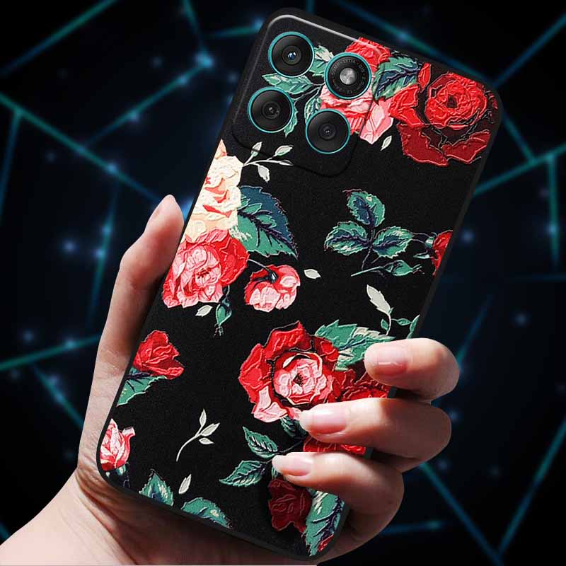 For Motorola Edge 60 Fusion Case 60Stylus 3D Flowers Emboss Phone Cases for Moto Edge 60 PRO Stylus Back Soft Silicone Bumper