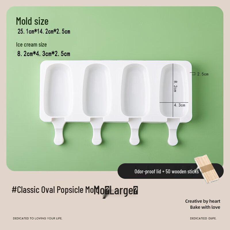 ZISIZ 4-Cavity Large Silicone Popsicle Mold Set