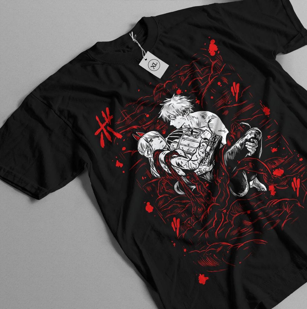 Chainsaw Man T-Shirt Nayuta Denji Makima Denji Anime Manga Schwarzes Shirt Alle Größen