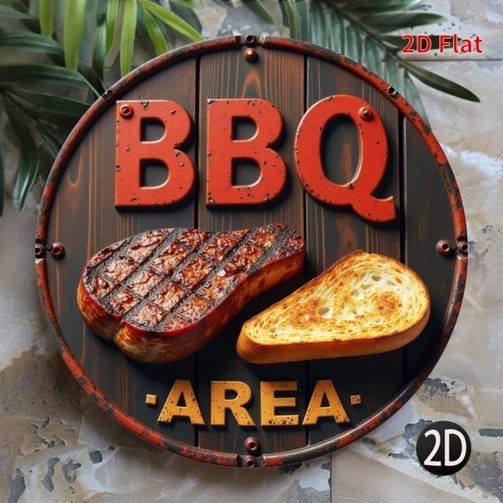 Vintage Metal BBQ Sign Rustic Wall Decor Grilling Kitchen Garden Garage