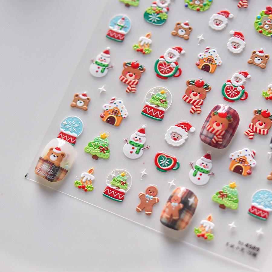 

Tomoni 3D Embossed Christmas Bear & Hot Style Japanese Kids Nail Stickers Mix