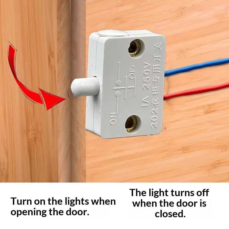 Automatic Reset Cabinet Door Switch Smart Closet Wardrobe Light Control Switch Sensitive Contact Type for Home Renovation