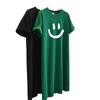 Übergröße Damen Lächeln Kurzarmkleid, Sommer Koreanischer Stil Locker und Lässig T-Shirt Kleid, Nachthemd