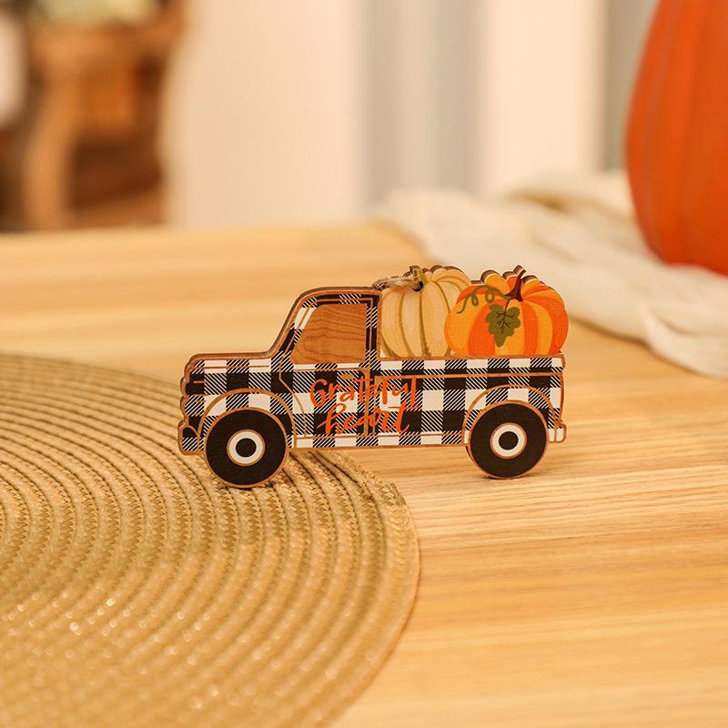 Harvest Festival Wooden Sign Turkey Pendant Thanksgiving Wooden Painted Car Pendant Pumpkin Wooden Sign Decoration