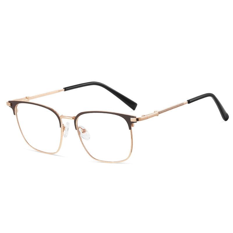 Anti Blue Light Men'S Metal Glasses  Business Eyeglasses Square Shortsighted Eyewear Prescription Glasses Minusbril-4.5-1.75