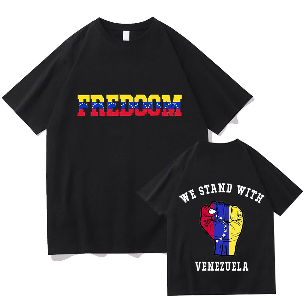 Freedom Venezuela T-shirt Fashion Men/Women Harajuku Graphic T-Shirt Unisex High Quality Aesthetic Vintage Cotton Tees Shirts