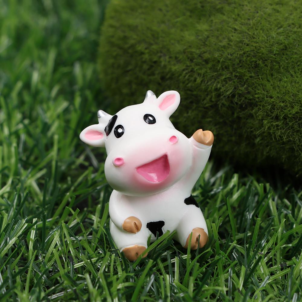 Landscape Home Decoration Little Statue Scene Animal Model Cartoon Cow Figurines Miniature Cattle