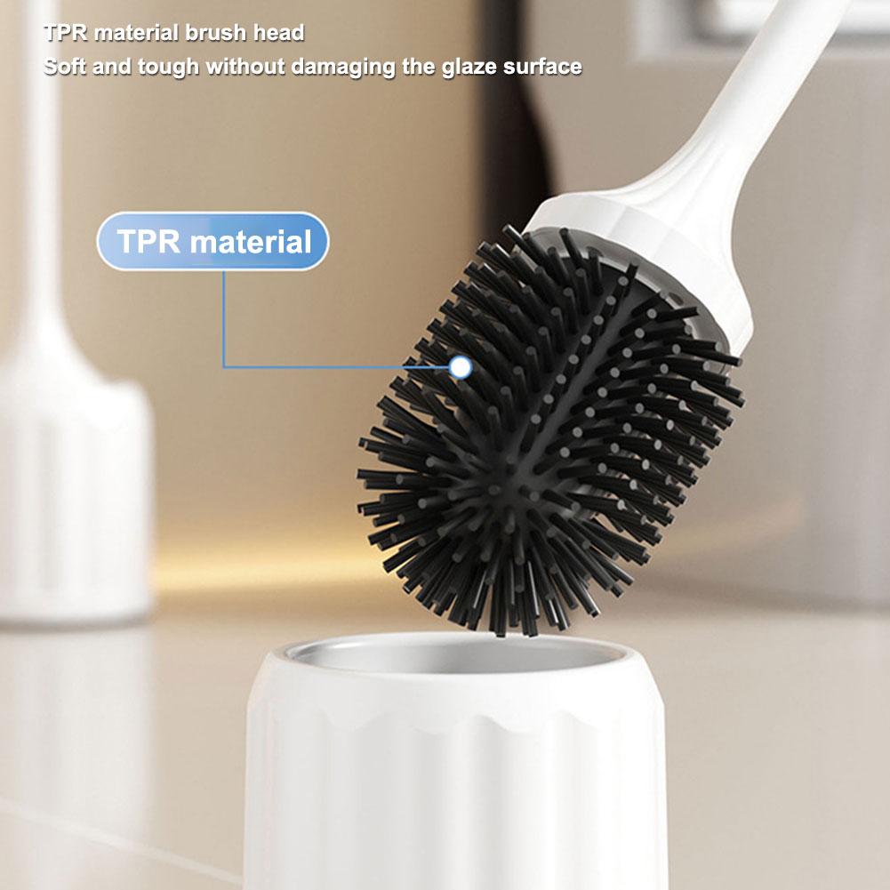 Electric Toilet Cleaner with Long Non-Slip Handle Toilet Brush and Holder Set Silicone Toilet Brush Brushes Bathroom Accessories