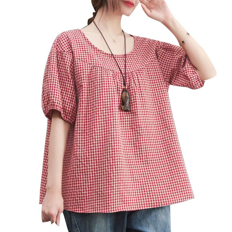 

ZANZEA Женская повседневная блузка с круглым вырезом и коротким рукавом в сетку 3XL красный