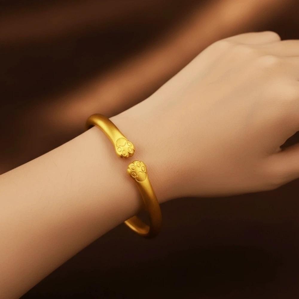 Baby Armlet Metal Opening Bangle Carved Pattern Frosted Golden Wrist Jewelry  Versatile