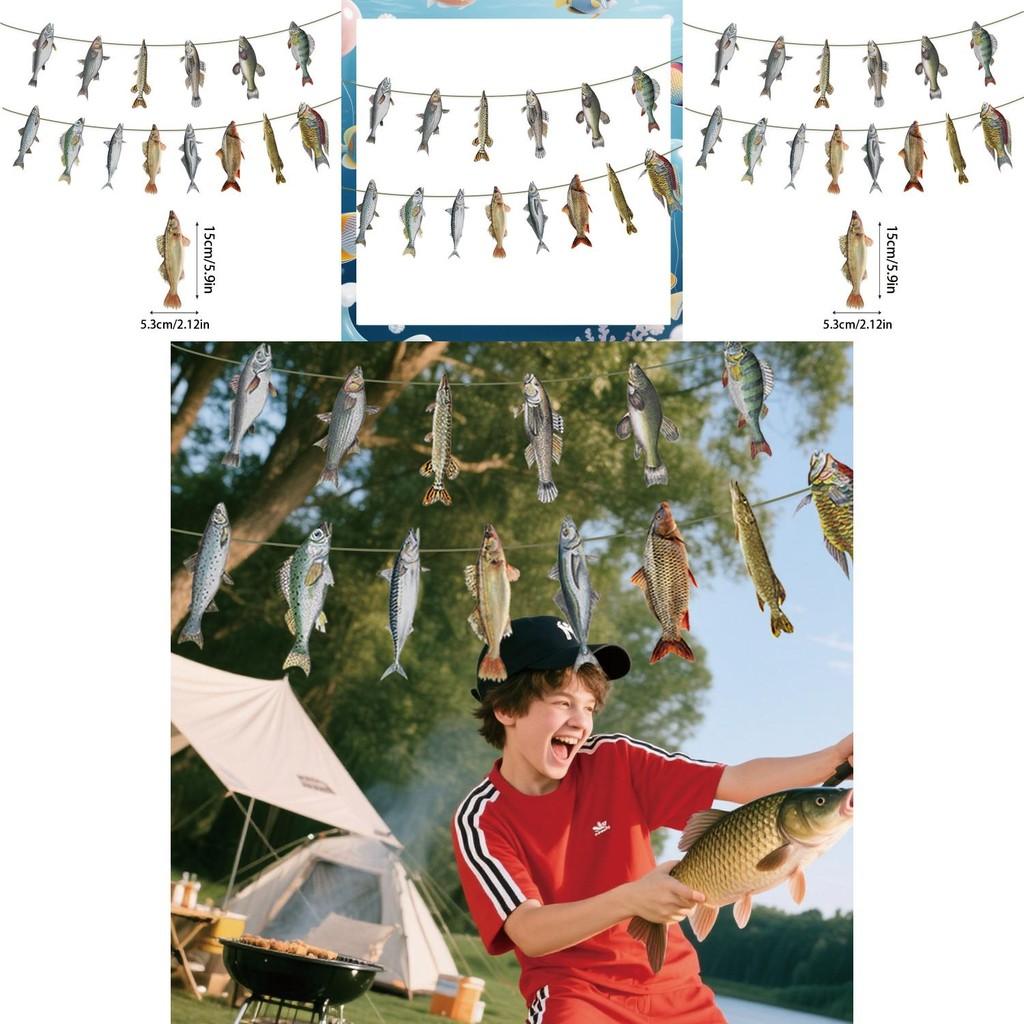 Fish Themed Paper Banners For Event Scene Setup Party Decoration Supplies