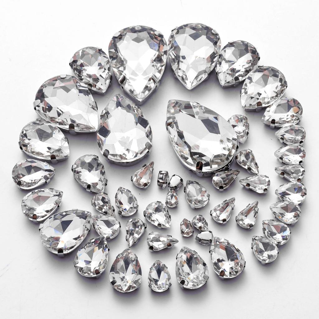 Mixed Crystal Glass Hand-sewn Diamonds Teardrop Oval Horse Eye Single Claw Drill Crystal Buckle DIY Jewelry Accessories Rhinestone Sew On Beads
