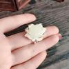 New   Natural Hetian Jade Lotus Handmade Female Model Atmospheric Retro Temperament Open Ring