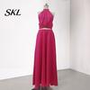 Sleeveless Crop Top Women Women's 2 Piece Outfits, High Neck Halter And Comfortable Summer Pants Wide Leg Matching Set, Beach Vacation Outfits