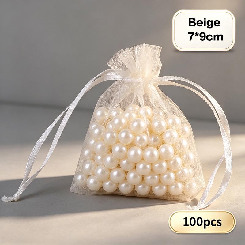 100 stk Bryllup Julegaveposer Organza Gavepose Snoreposer Til Slik Smykker Pose Pakning
