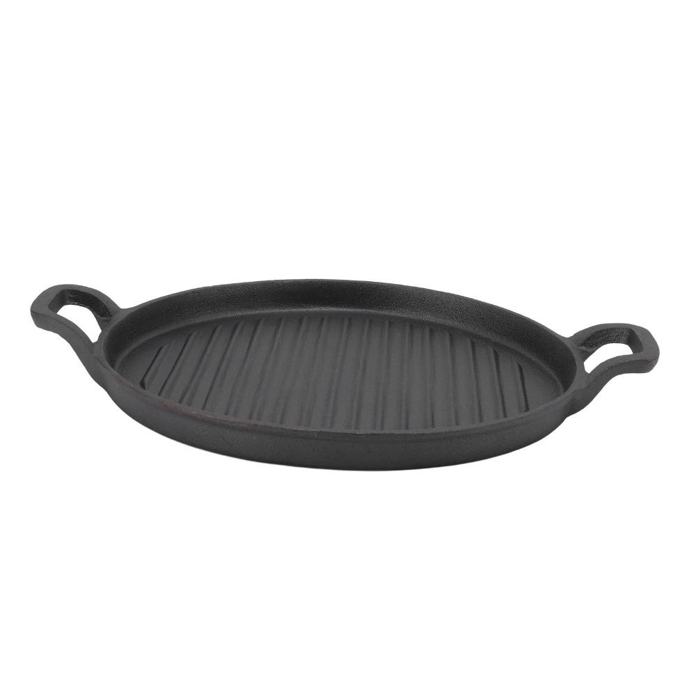 Ribbed Surface Grill Pan Round Flat Bottom Stovetop Griddle Practical Barbecue Pan  Barbecue Steak