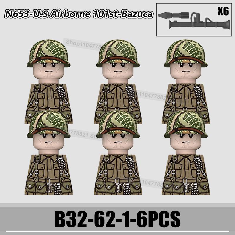 WW2 US Rangers 101 Airborne Soldier Figures Building Blocks Military Army Infantry Gear Helmet Rifle Guns BAR Bricks Toy Gifts