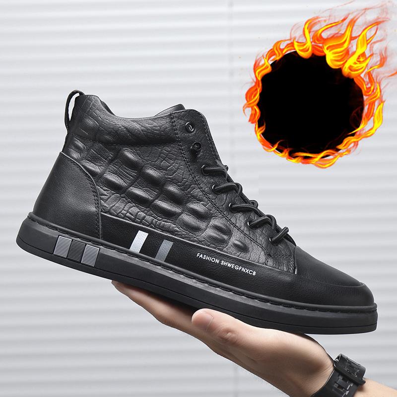 

2025 Зимние ботинки Мужская обувь из натуральной кожи Черная Белая Повседневная обувь Крутой уличный стиль Бренд Мужская обувь Коровья кожа Большой размер 45 45 чёрный