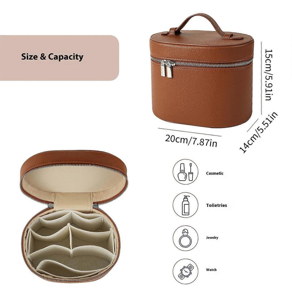 Leder Kosmetiktasche Wasserdichte Make-up Tasche Tragbare Aufbewahrungstasche Handtasche Reise Toilettenartikel Tasche Make-up Organizer für Damen Weiß