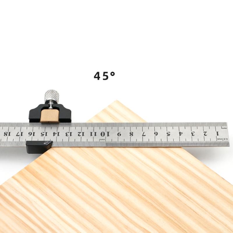 Combination Square Adjustable Steel Ruler Positioning Block 45 90 Degree Angles Marking Gauges For Precisions Woodworking