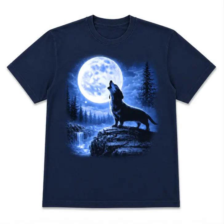 Retro Dachshund Moon T-Shirt Funny Wiener Dog Graphic Tee Dog Lover Gift